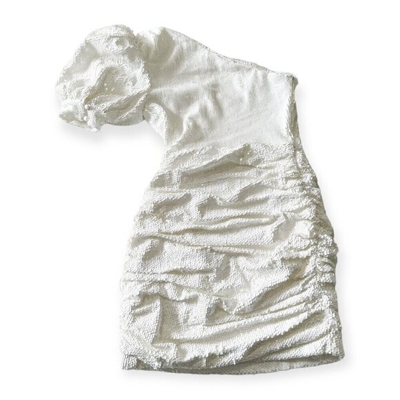Ronny Kobo Eden One-Shoulder Minidress in White Sequins, Size XS, New with tag - Picture 10 of 16